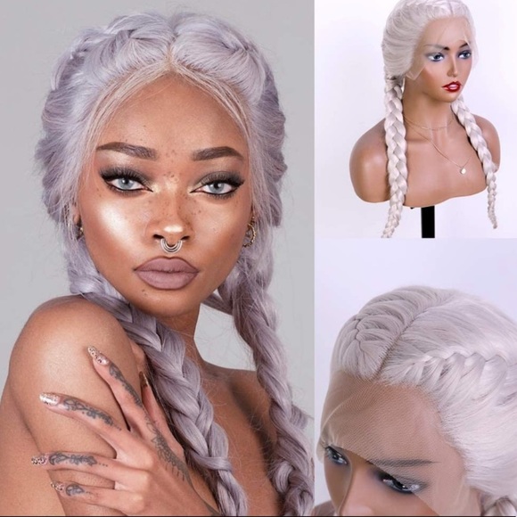 22” GREY braided lace front wig * NEW*